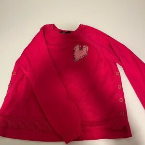 Aqua by Kerri Rosenthal hot pink heart patch sweater